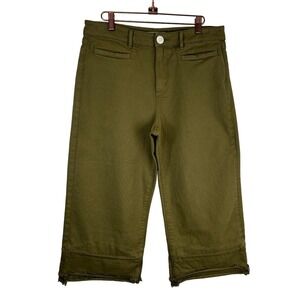 LOFT MADE AND LOVED Green Wide‎ Cropped Leg 4 pocket Pants EUC SZ 10